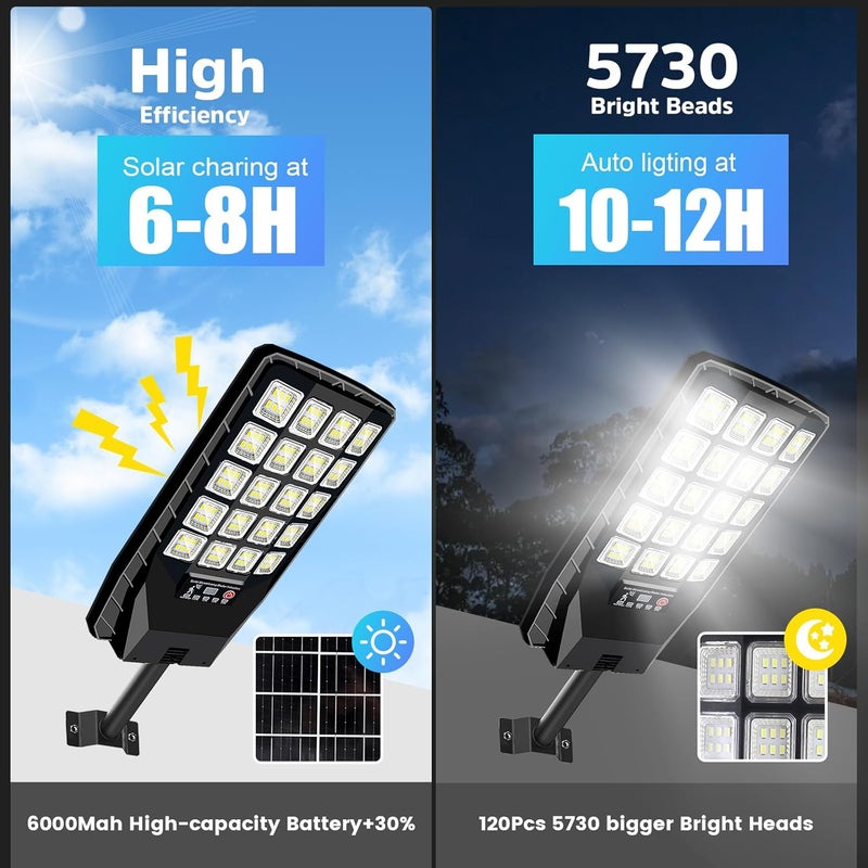 JWT 2 Pack Solar Street Lights Outdoor Waterproof - Solar Powered Flood Light with Motion Sensor & Remote Control 6500K 20000LM,Dusk to Dawn Commercial Solar Lights Outdoor for Parking Lot - Image 4